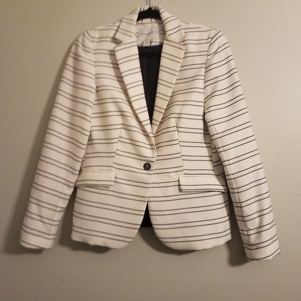 Katherine Barclay White Striped Blazer Sz S